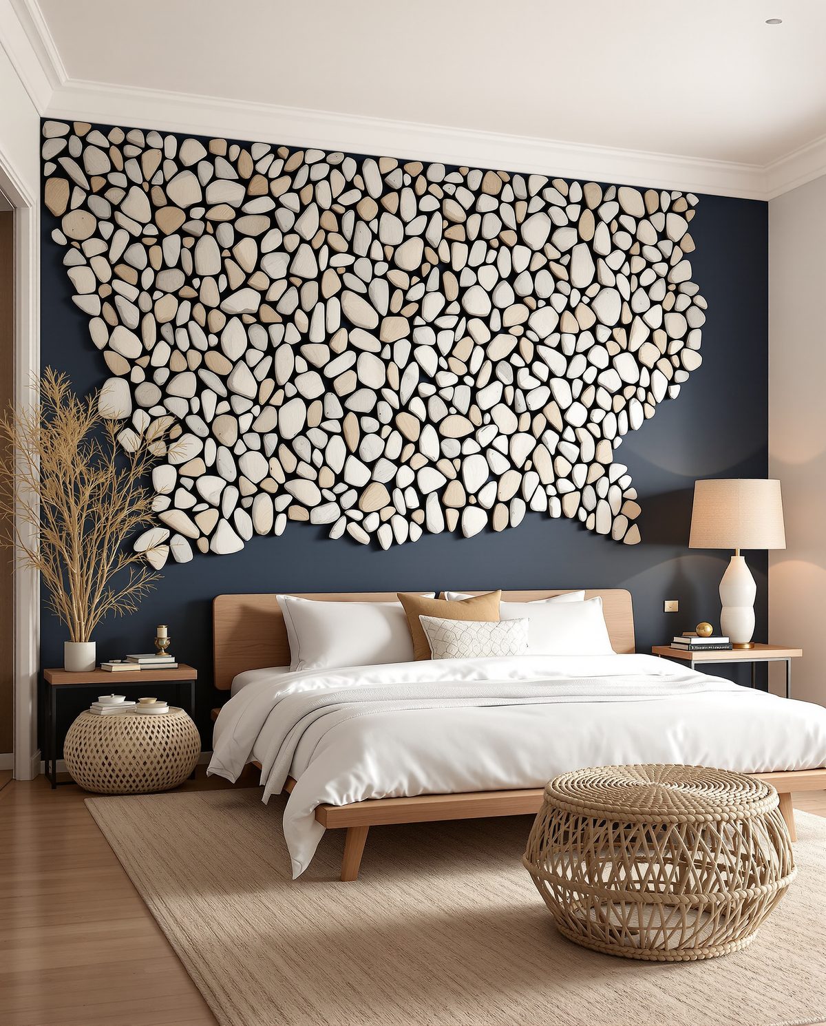 Driftwood Mosaic Wall Panel — Navy Wall