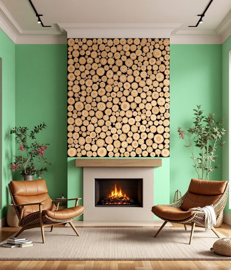 End-Grain Block Wood Wall Panel — Sage Wall