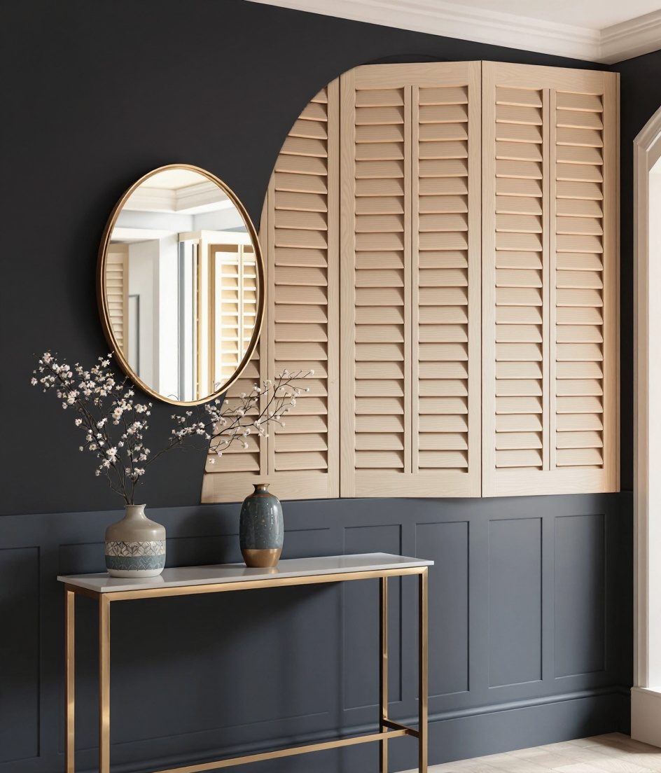 Louvered Wood Wall Panel — Charcoal Wall