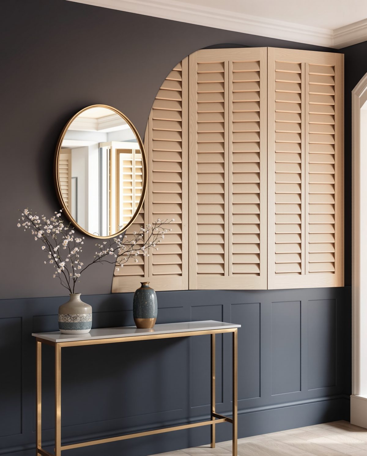 Louvered Wood Wall Panel — Navy Wall