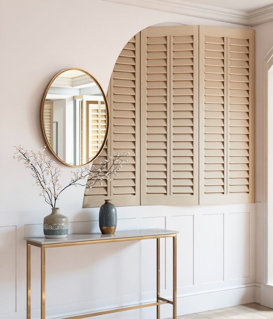 Louvered Wood Wall Panel — Warm White Wall