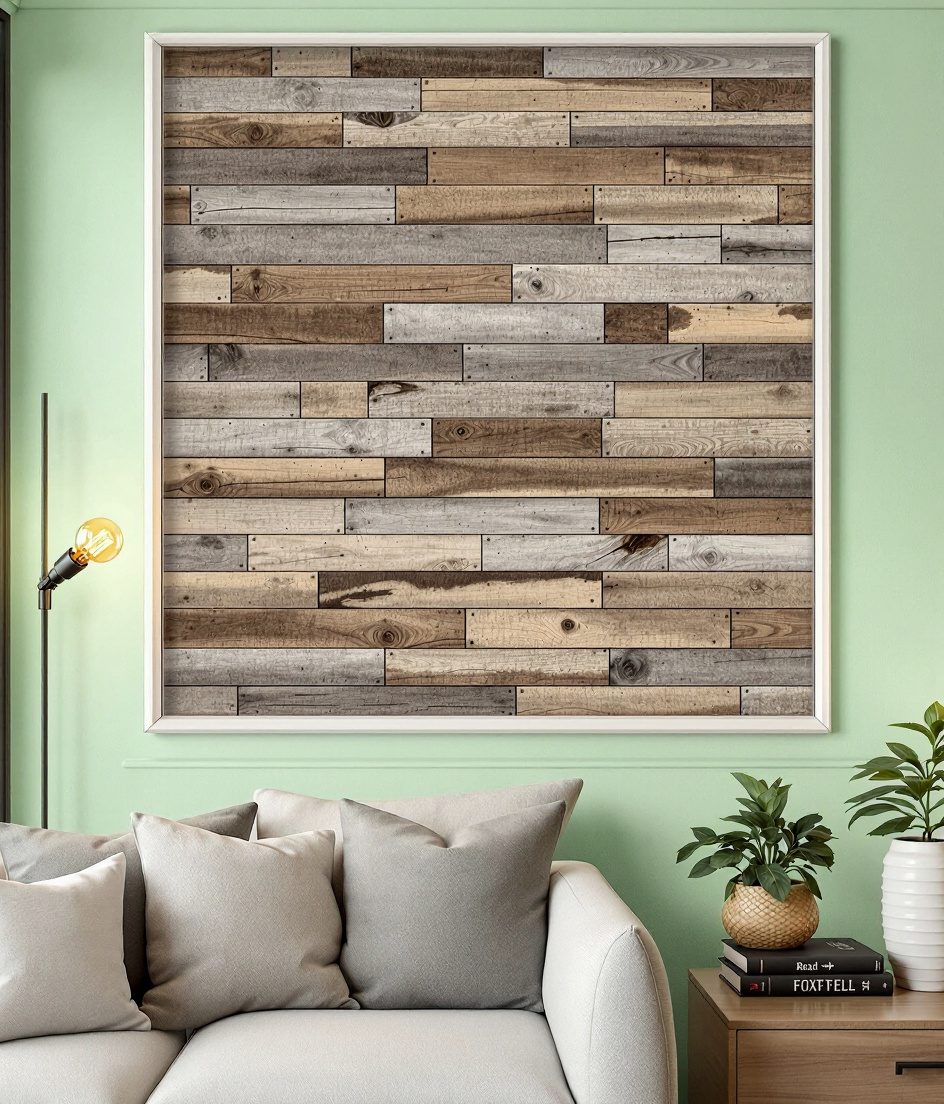 Reclaimed Plank Wood Wall Panel — Sage Wall