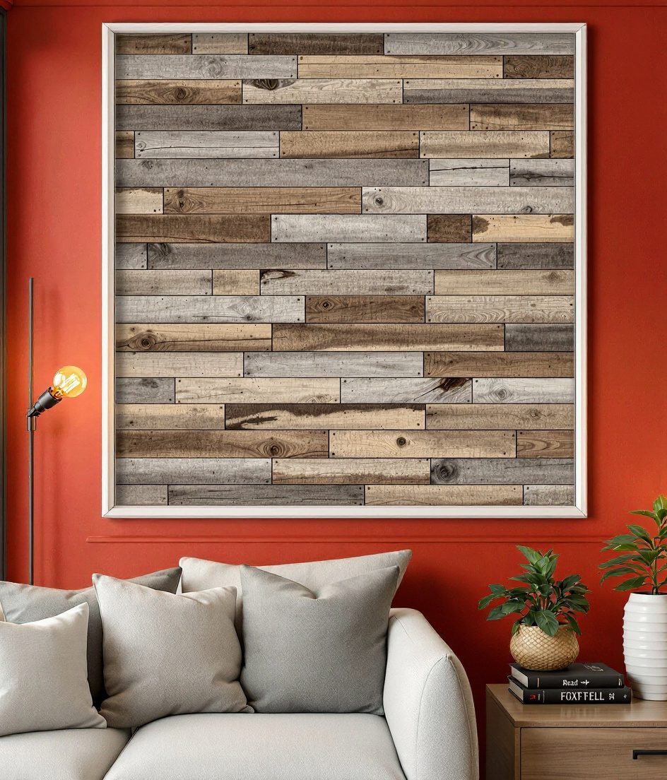 Reclaimed Plank Wood Wall Panel — Terracotta Wall