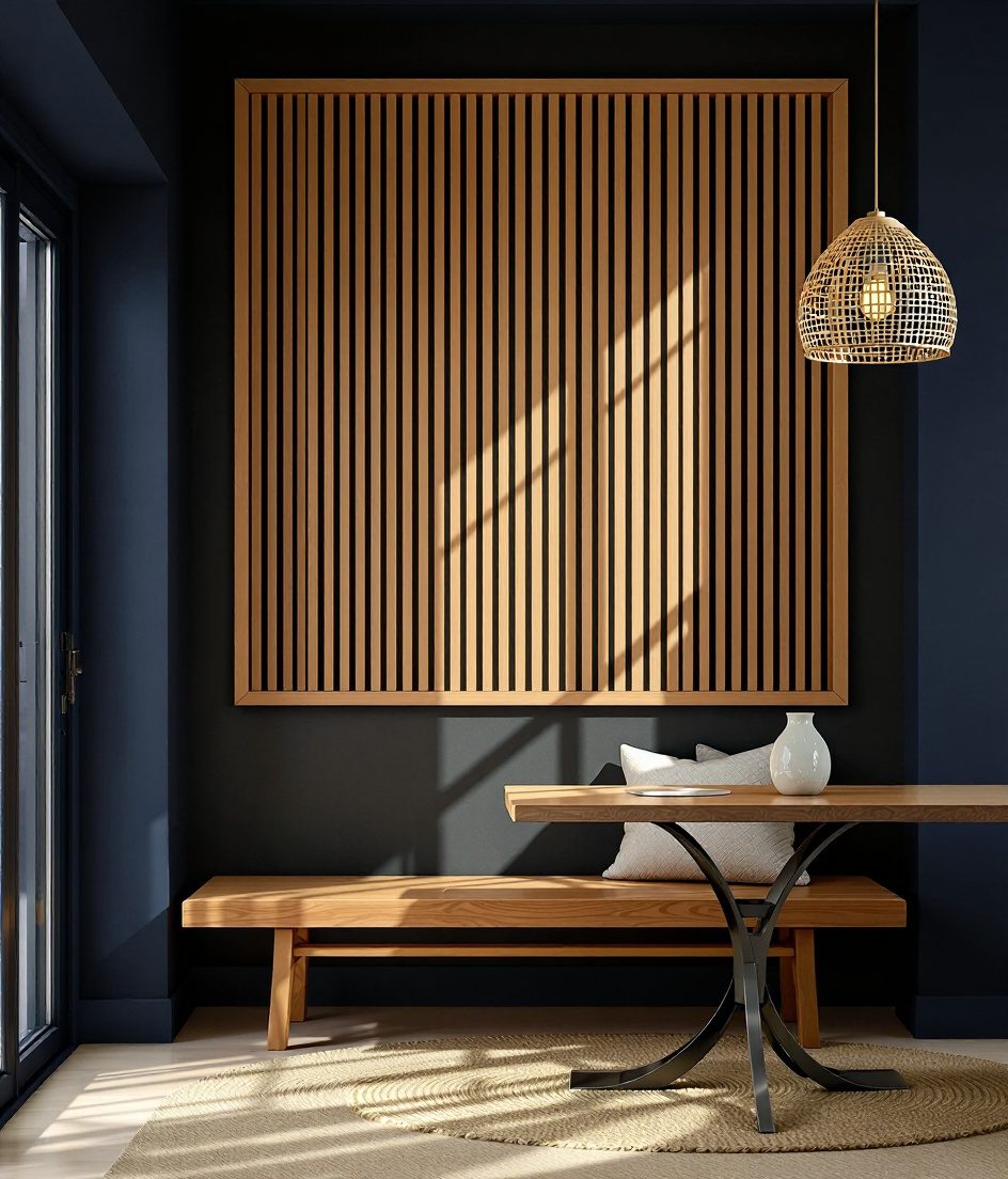 Slatted Batten Wood Wall Panel — Navy Wall