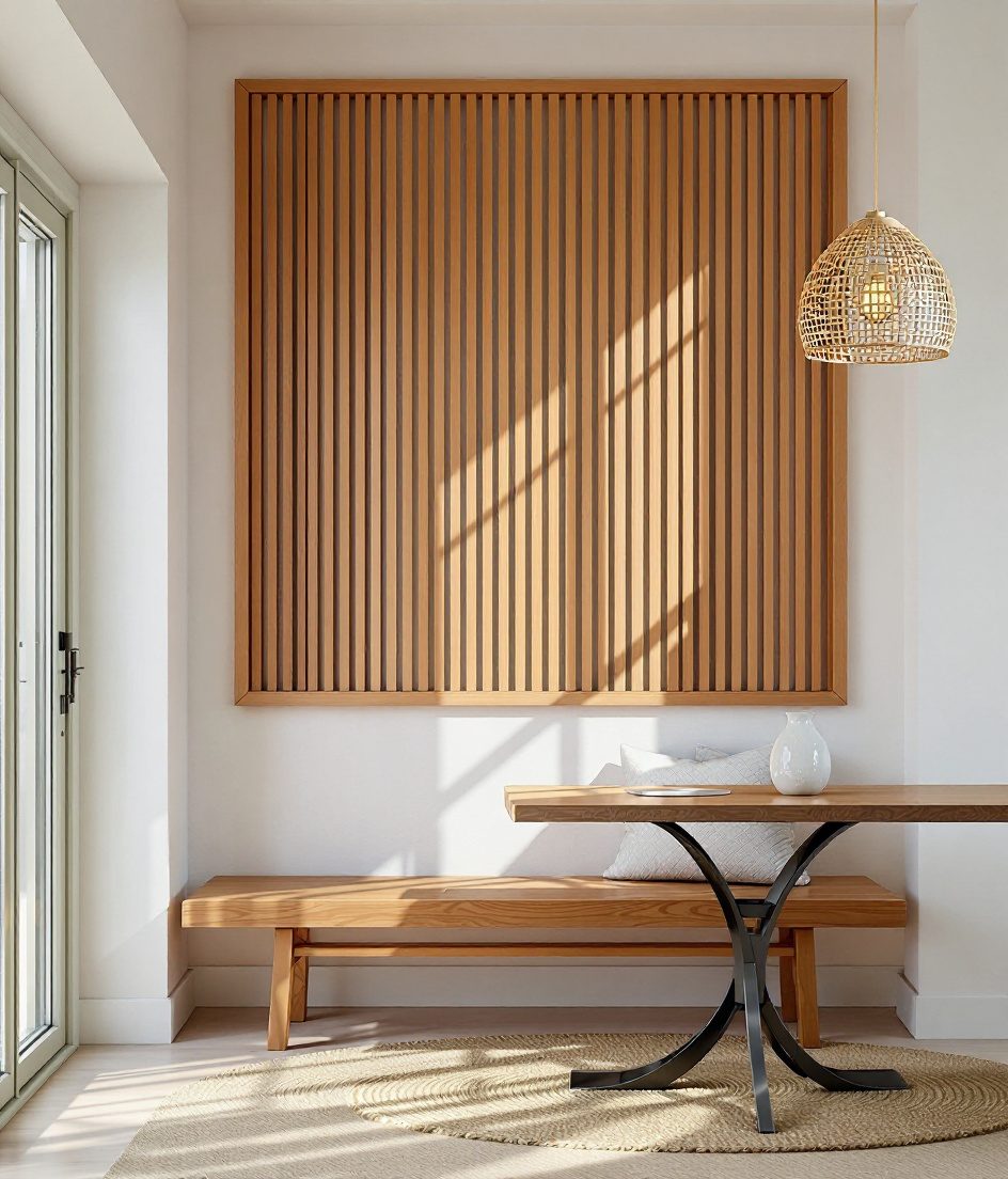 Slatted Batten Wood Wall Panel — Warm White Wall