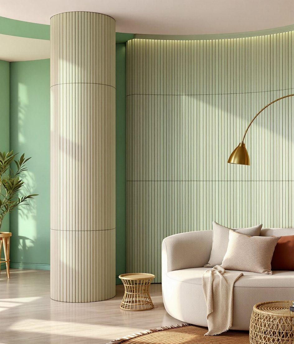 Tambour Curved Wood Wall Panel — Sage Wall
