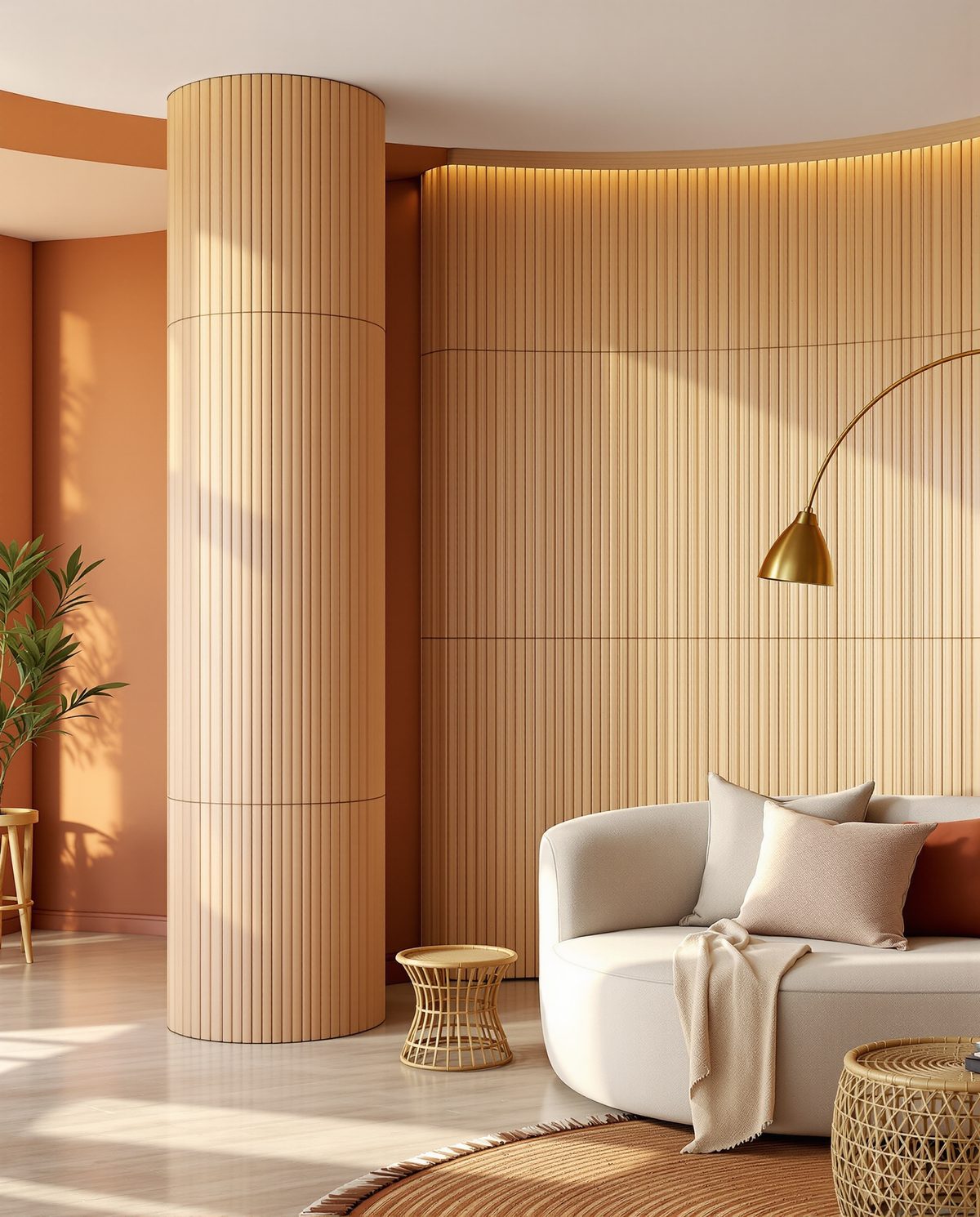 Tambour Curved Wood Wall Panel — Terracotta Wall