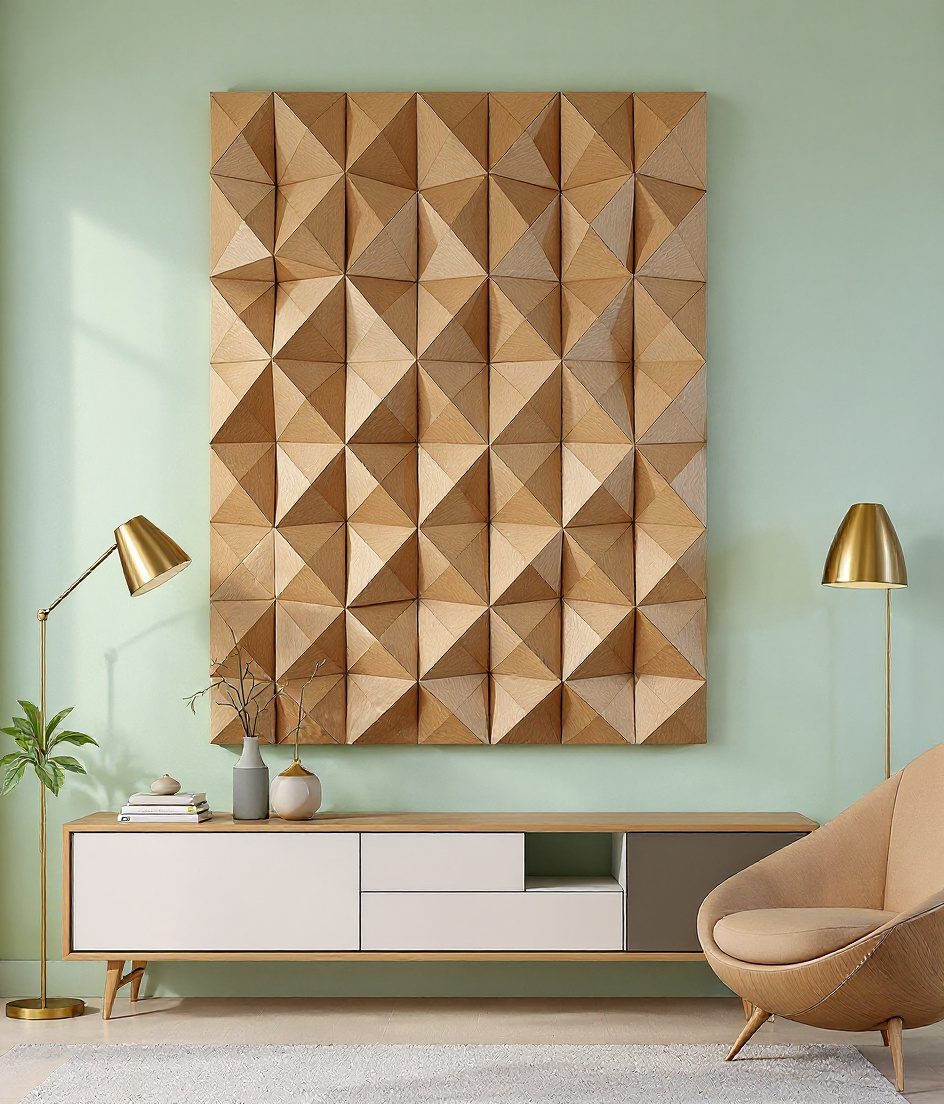 3D Geometric Wood Wall Panel — Sage Wall