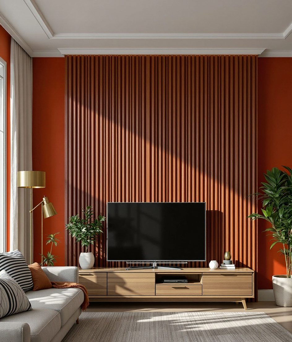 Vertical Fluted Wood Wall Panel — Terracotta Wall