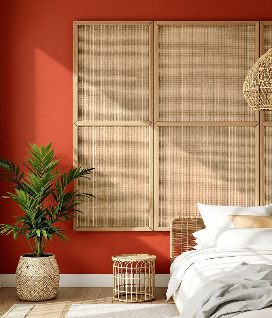Wood and Rattan Wall Panel — Terracotta Wall