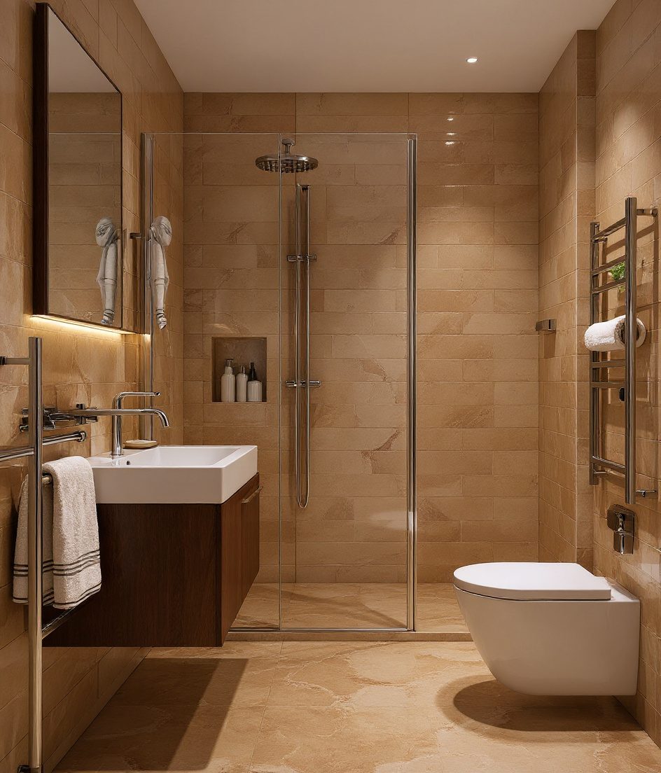 Smart Compact Family Bathroom — Walnut Classic