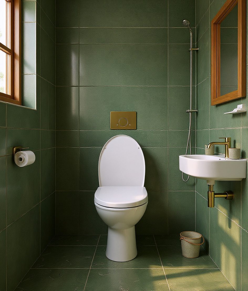 Compact Indian-Style WC Bathroom — Sage & Brass