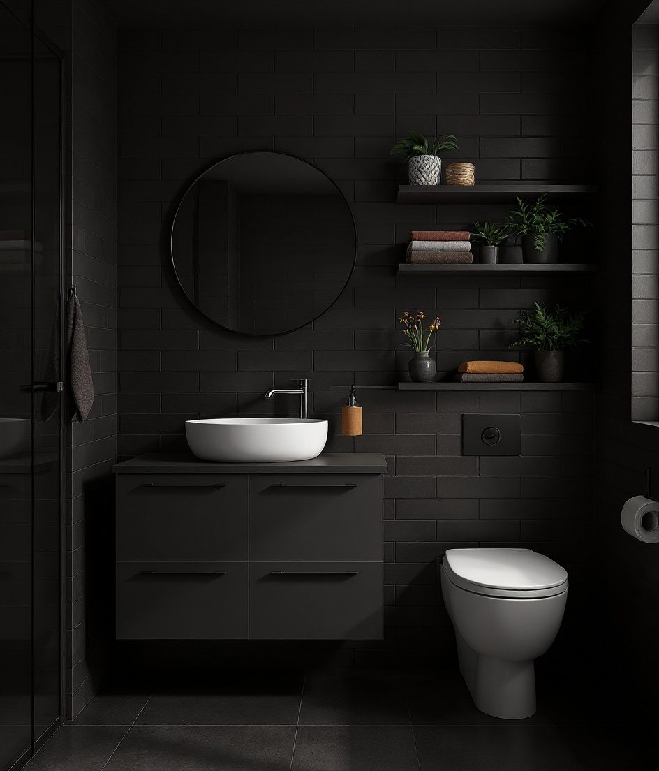 Kids-Friendly Family Bathroom — Charcoal Minimal
