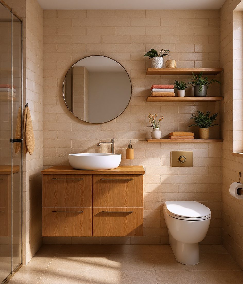 Kids-Friendly Family Bathroom — Warm Oak
