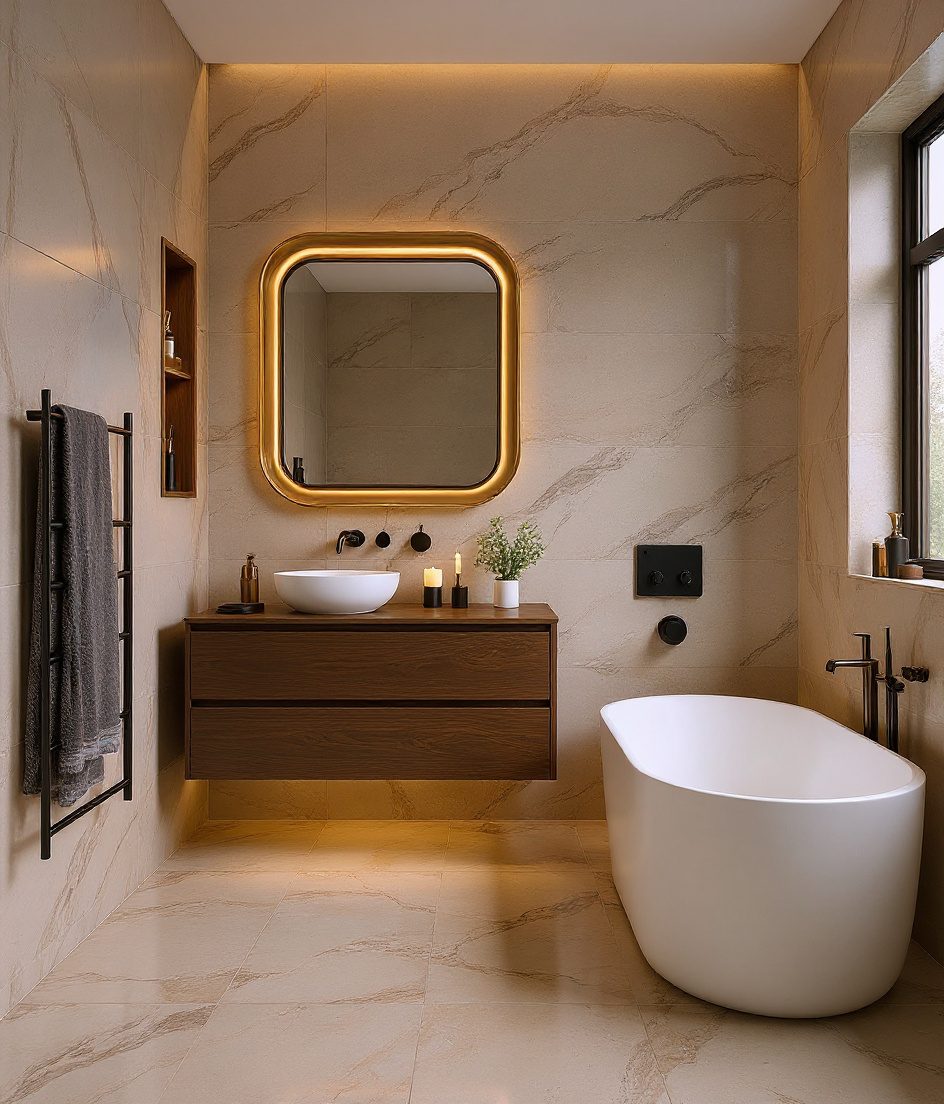 Luxury Dark & Moody Bathroom — Walnut Classic