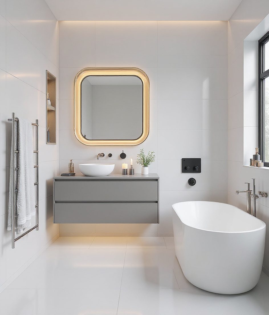 Luxury Dark & Moody Bathroom — White Modern