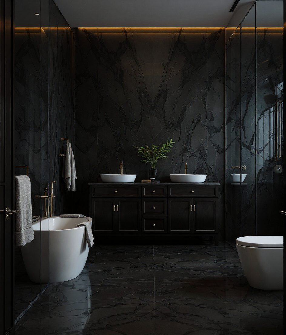 Luxury Marble Master Bathroom — Charcoal Minimal