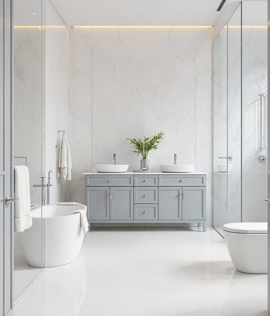 Luxury Marble Master Bathroom — White Modern