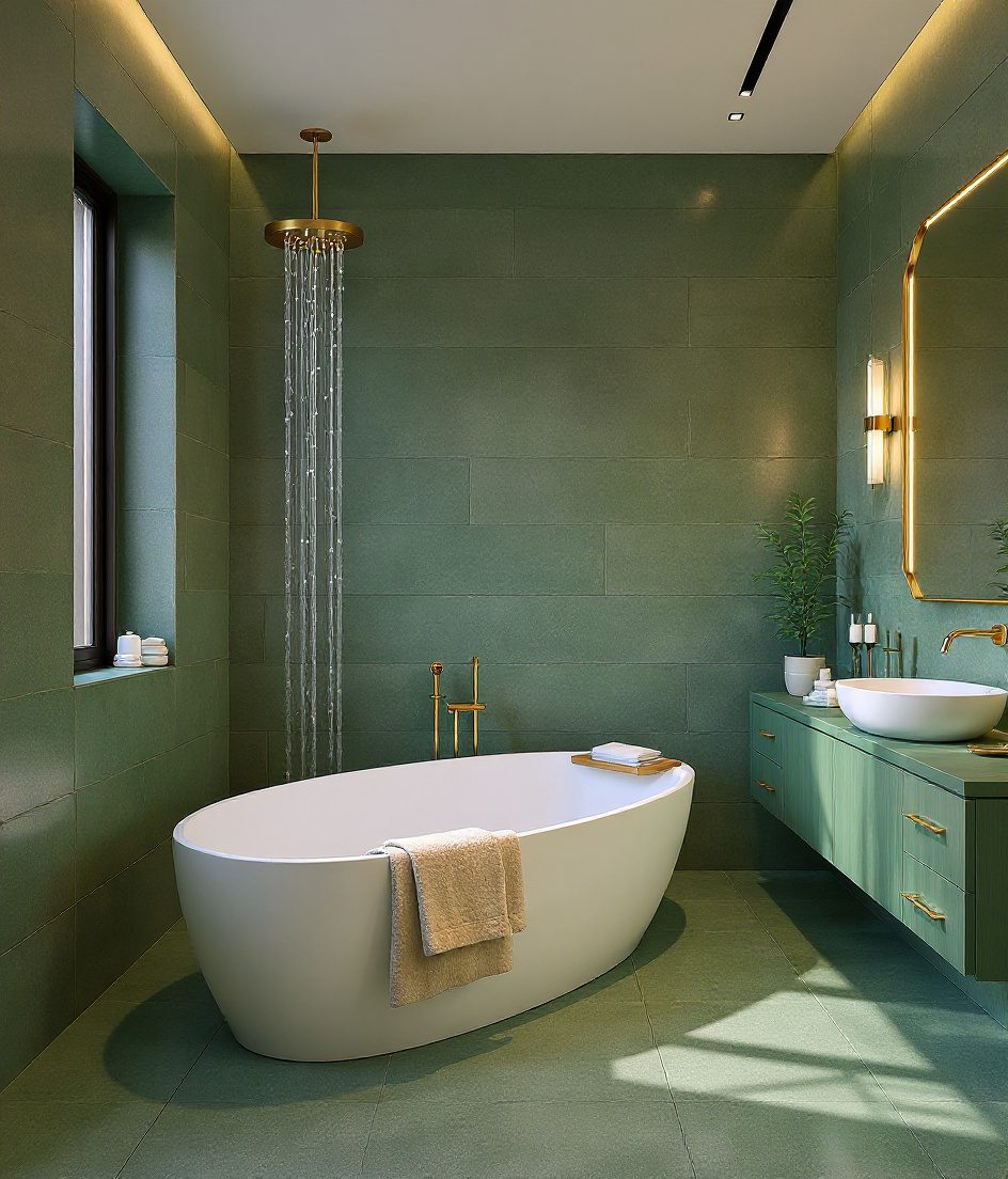 Luxury Spa Bathroom In Natural Stone — Sage & Brass