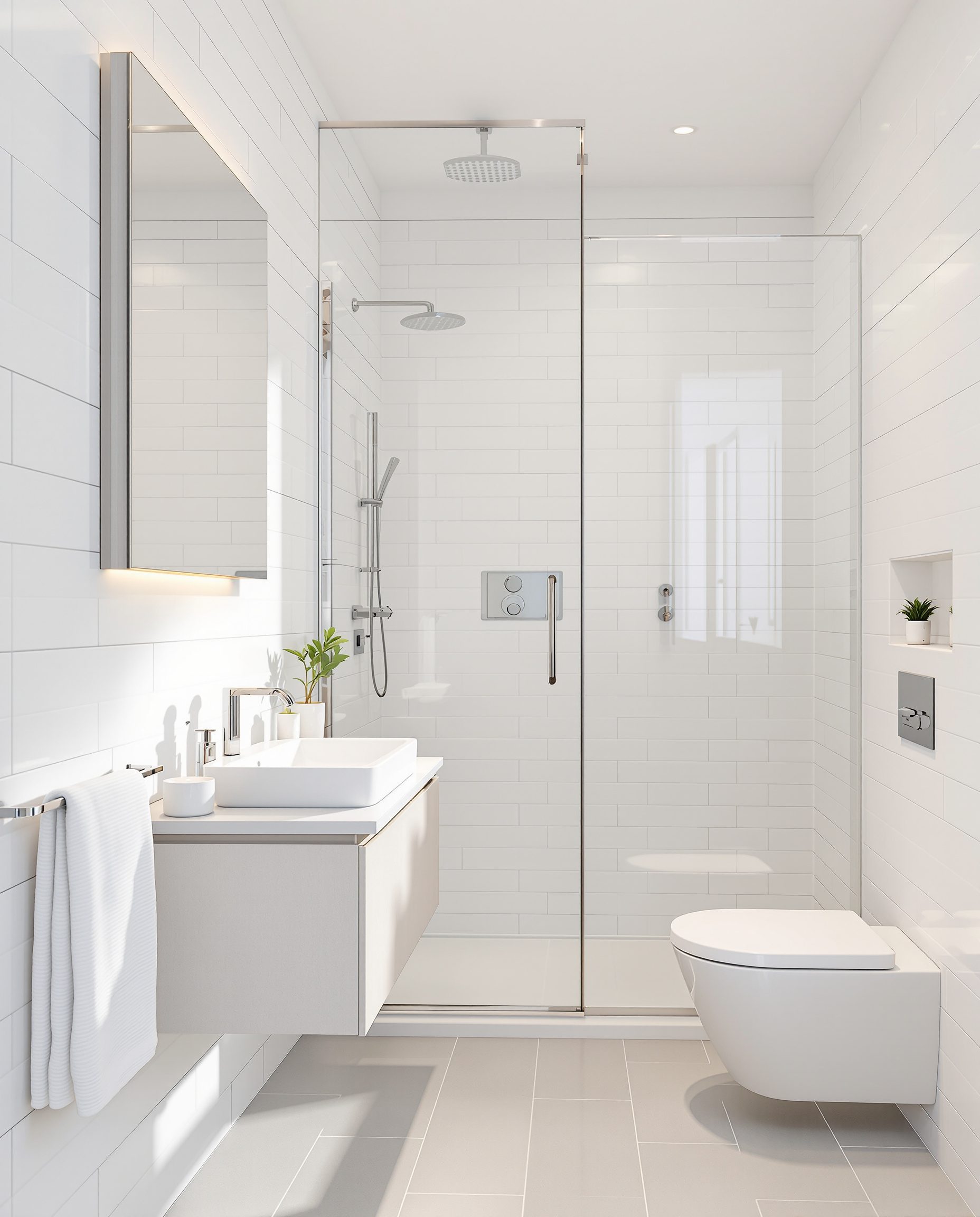 Compact Master Ensuite For Villas — White Modern