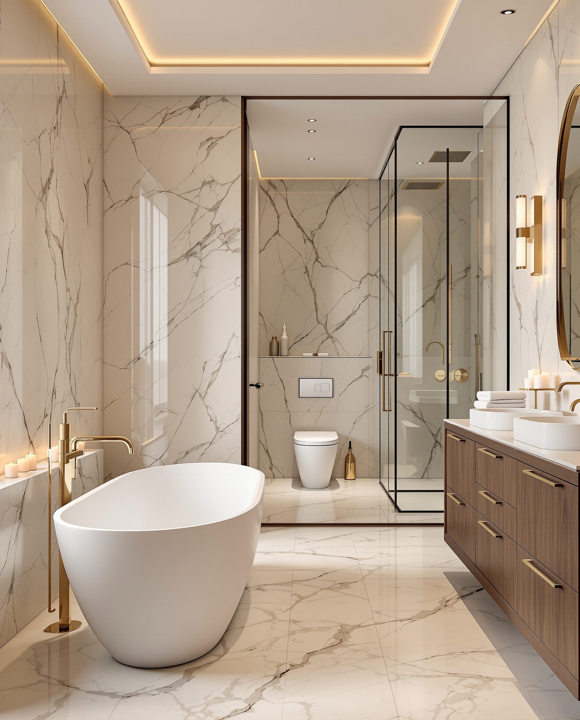 Master Ensuite With Freestanding Tub — Walnut Classic