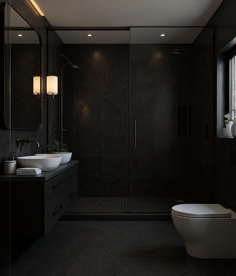 Master Ensuite With Walk-In Shower — Charcoal Minimal