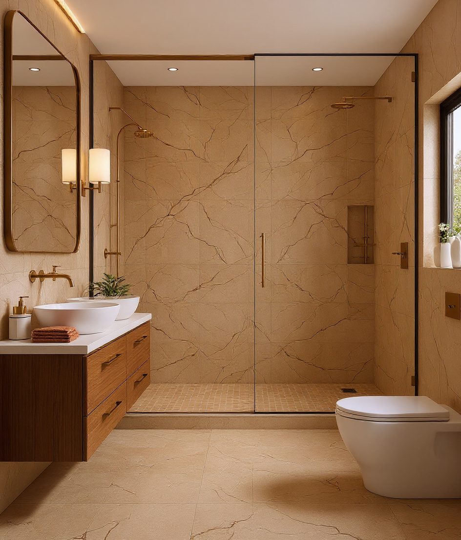 Master Ensuite With Walk-In Shower — Warm Oak