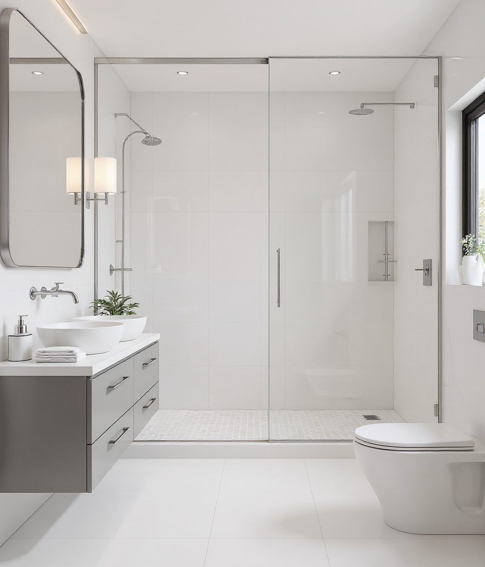 Master Ensuite With Walk-In Shower — White Modern