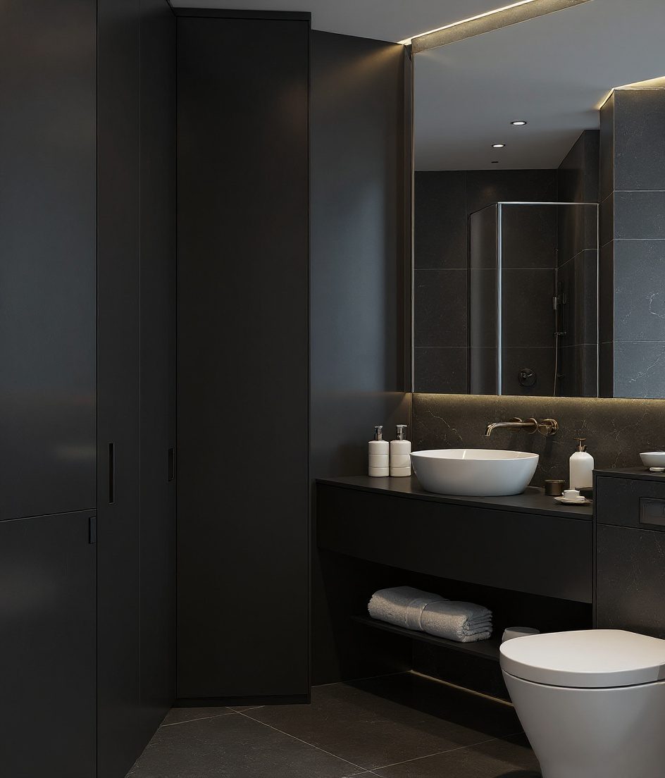 Master Ensuite With Dressing Area — Charcoal Minimal