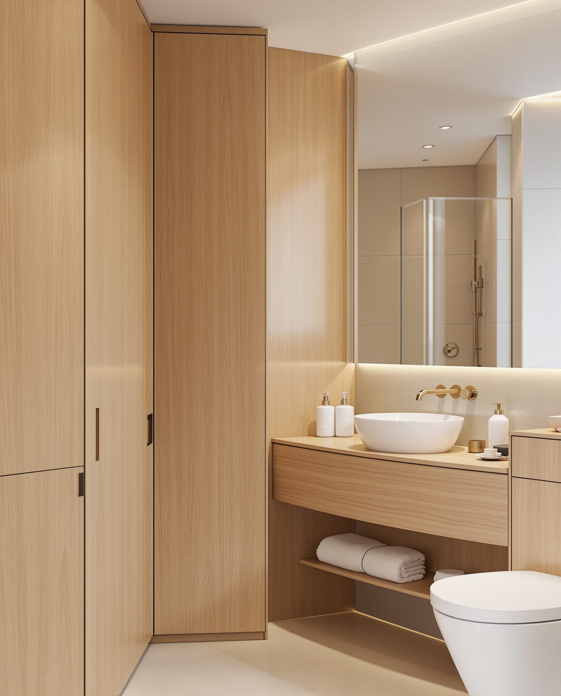 Master Ensuite With Dressing Area — Warm Oak