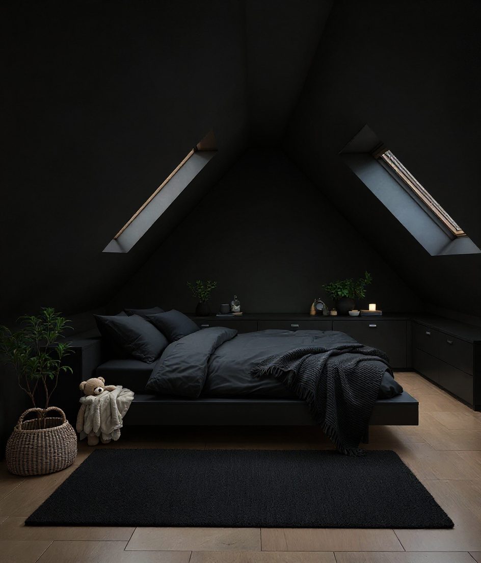 Attic Loft Bedroom — Charcoal Minimal
