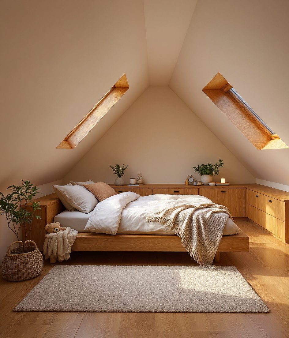 Attic Loft Bedroom — Warm Oak