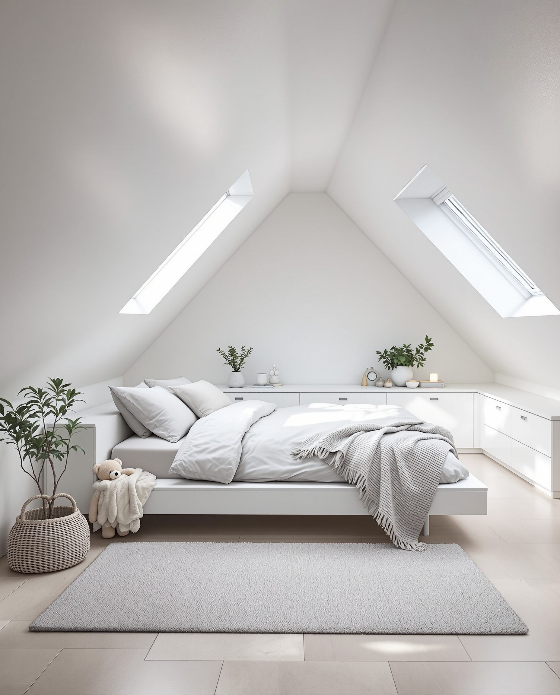 Attic Loft Bedroom — White Modern