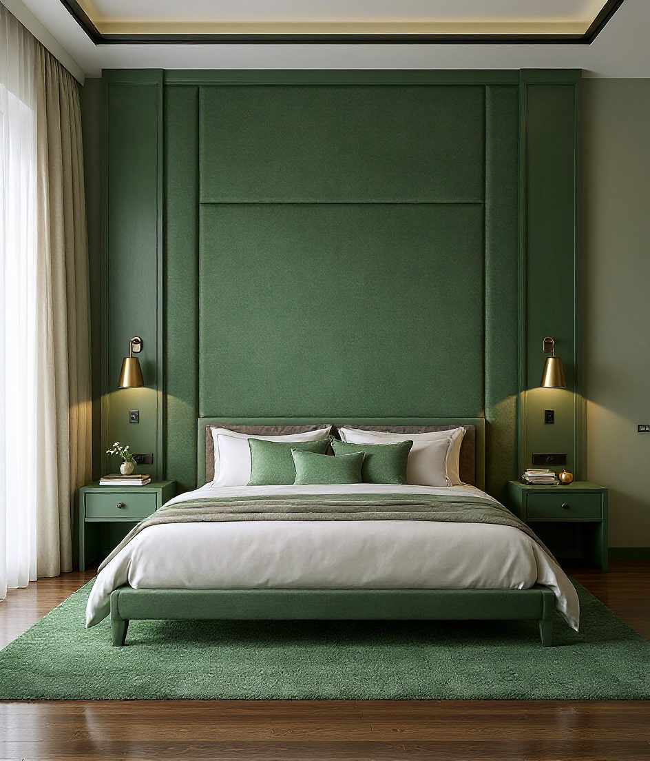 Upholstered Headboard Feature Wall — Sage & Brass