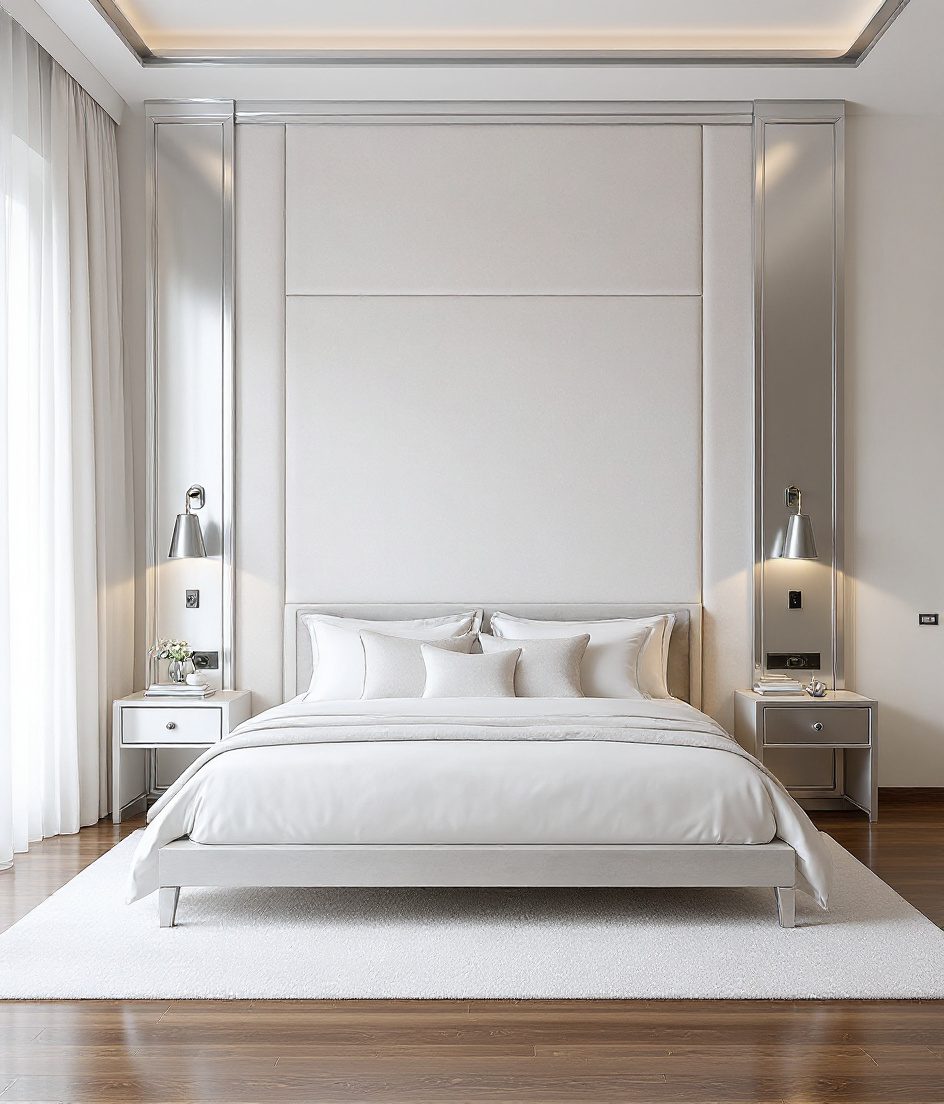 Upholstered Headboard Feature Wall — White Modern