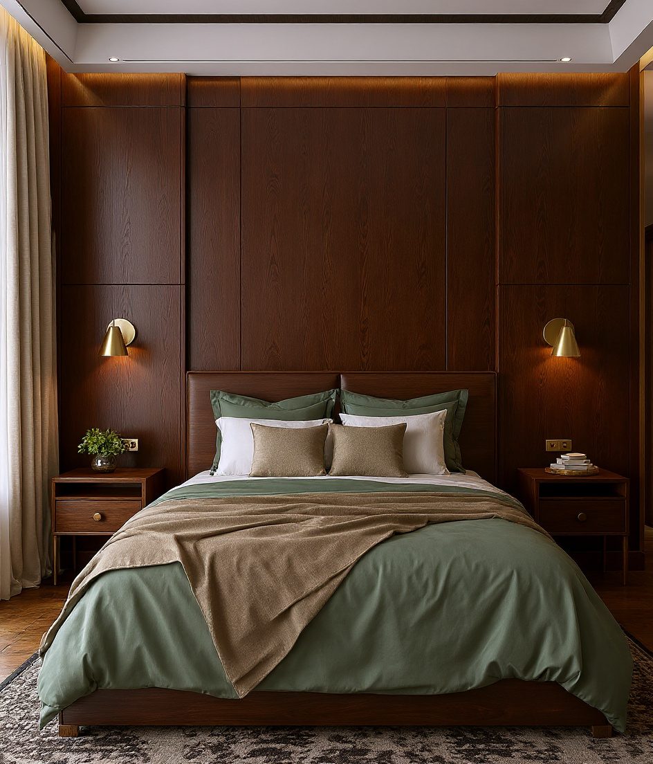 Bedroom With An Accent Wall — Walnut Classic