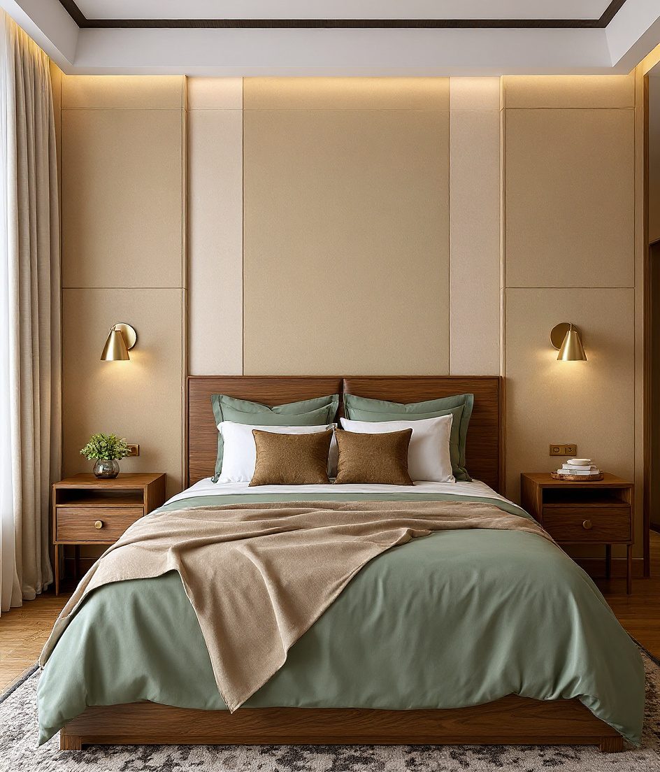 Bedroom With An Accent Wall — Warm Oak
