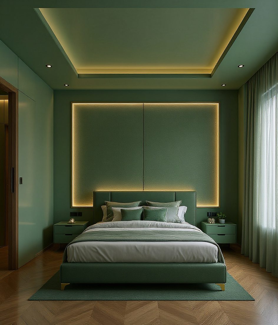 Bedroom With A False Ceiling — Sage & Brass