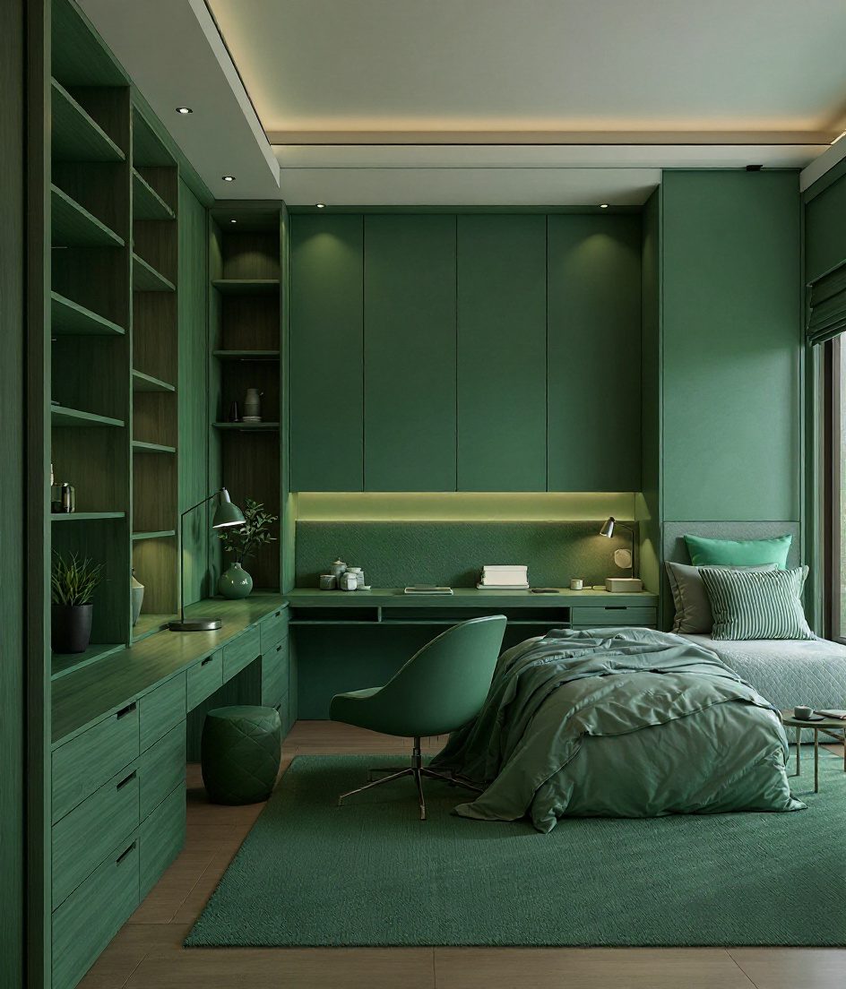 Bedroom With Integrated Study — Sage & Brass