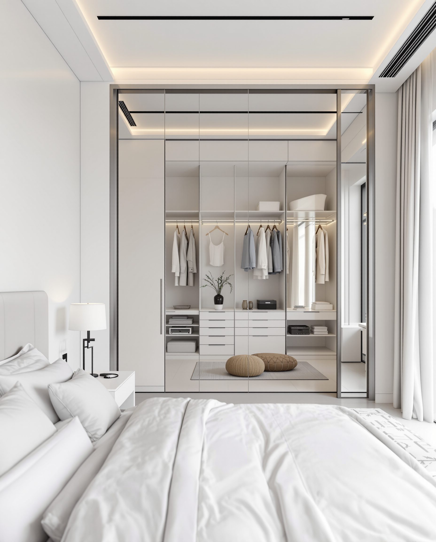 Bedroom With Walk-In Wardrobe — White Modern