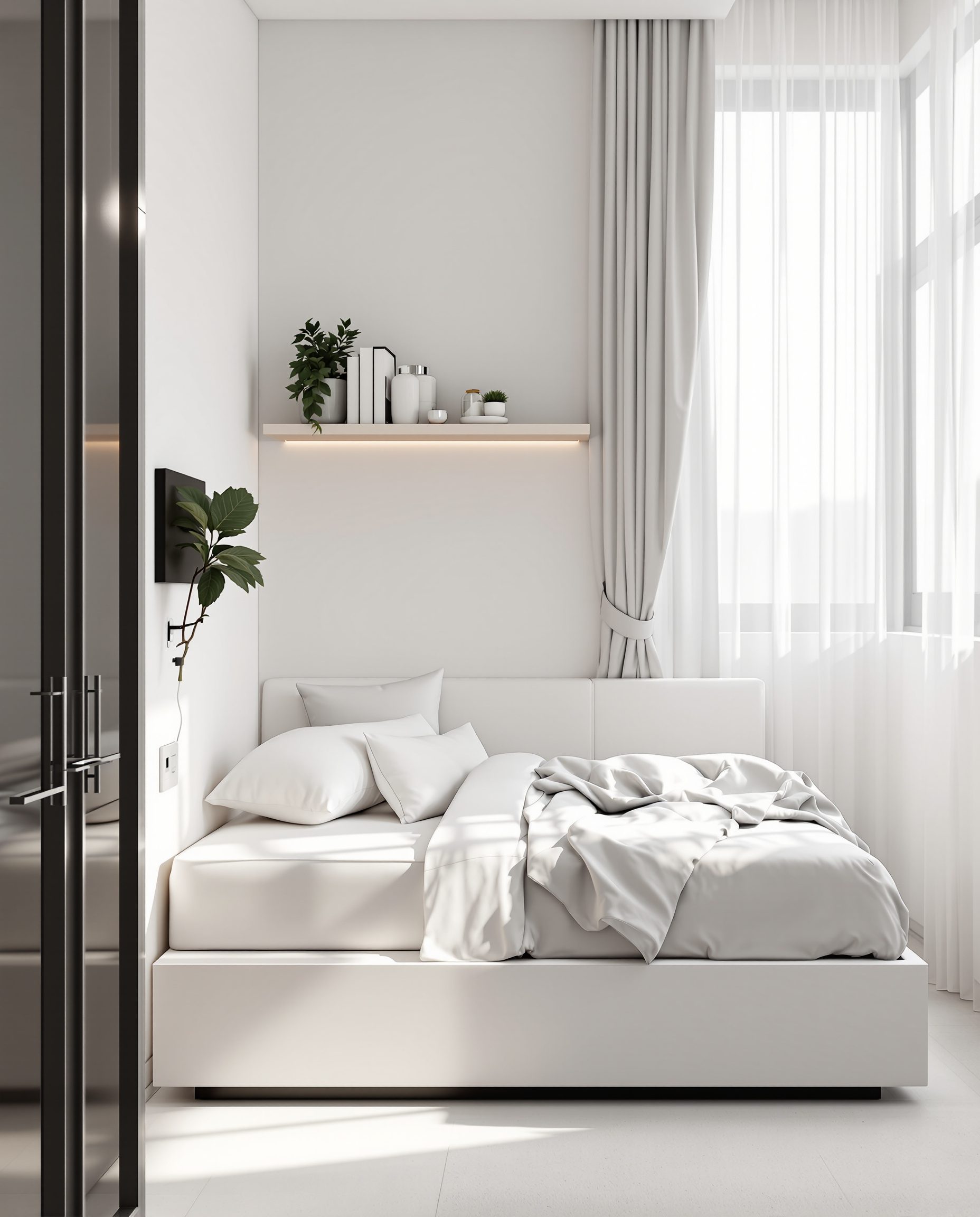 Compact Bedroom For A Small Flat — White Modern
