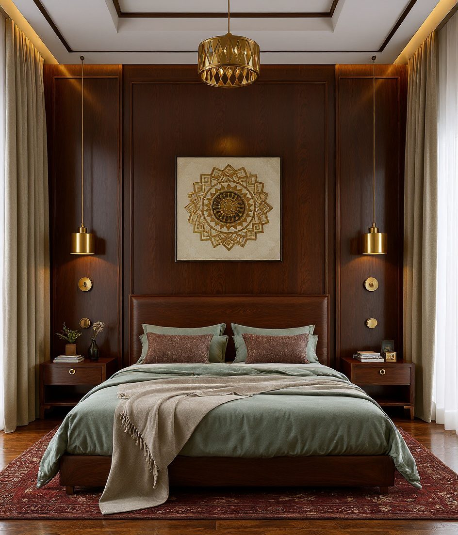 Contemporary Indian Bedroom — Walnut Classic