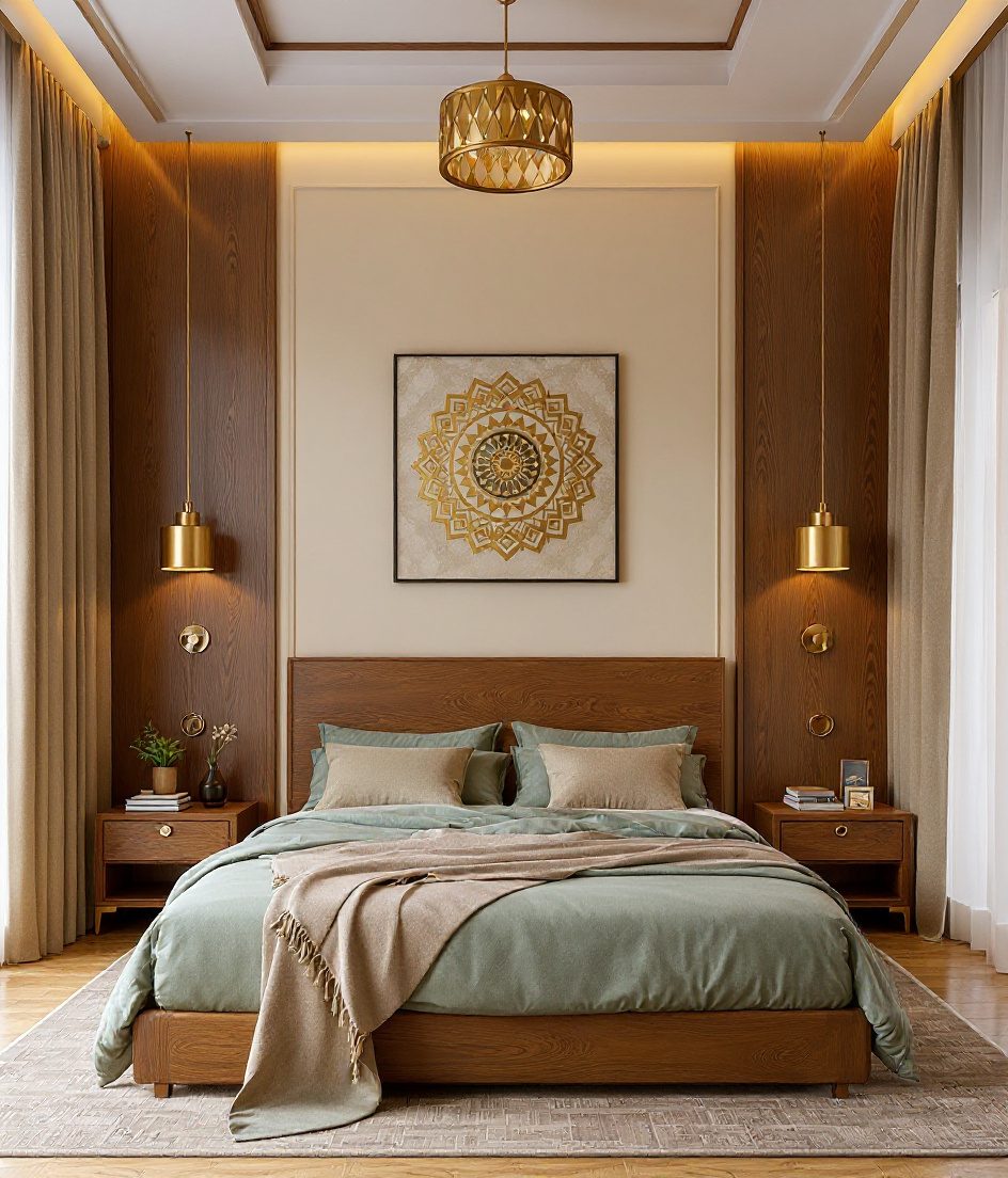 Contemporary Indian Bedroom — Warm Oak