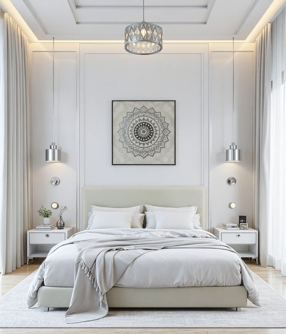 Contemporary Indian Bedroom — White Modern
