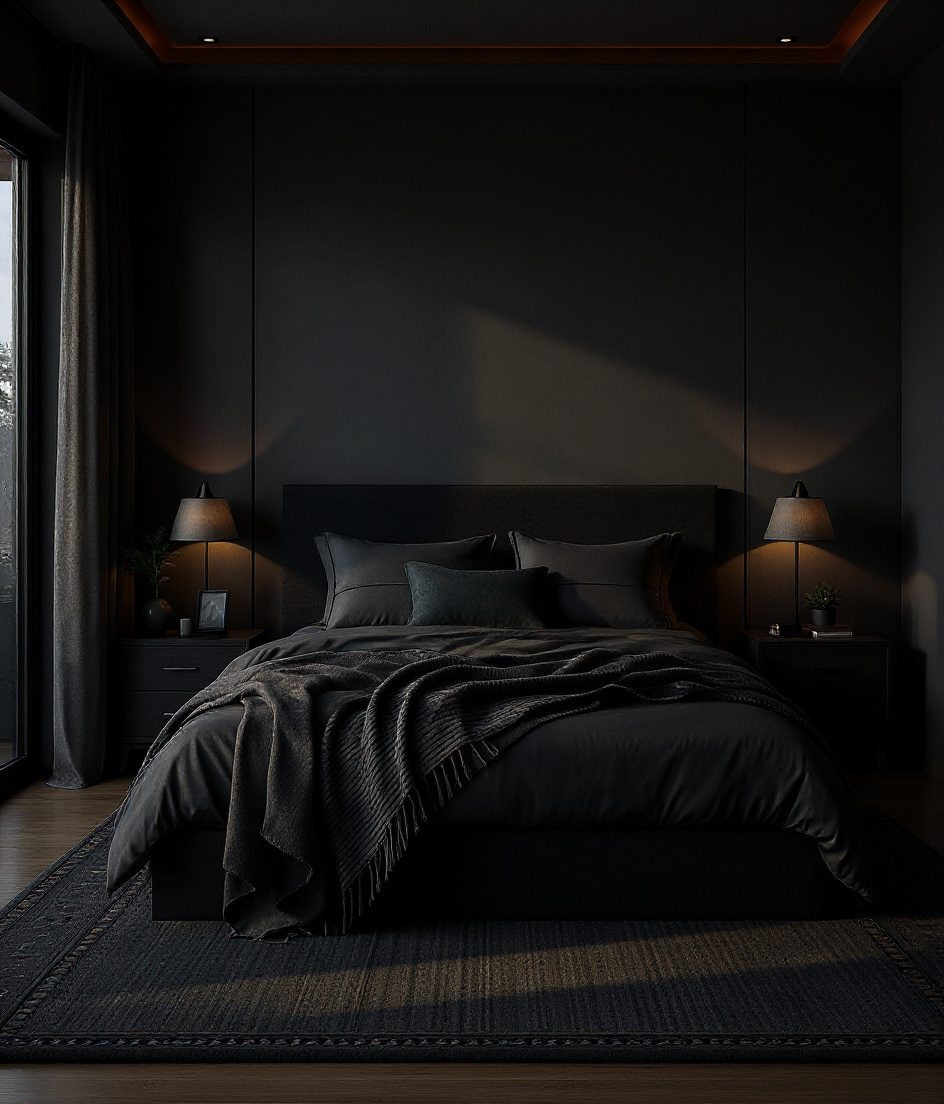 Cosy Warm-Toned Bedroom — Charcoal Minimal