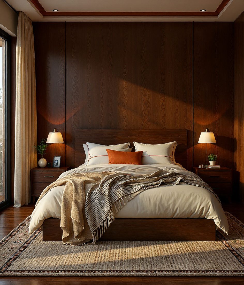 Cosy Warm-Toned Bedroom — Walnut Classic