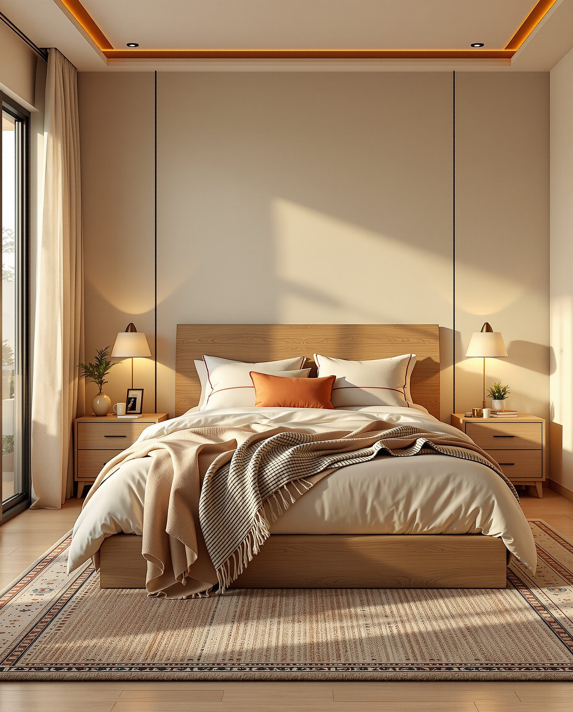 Cosy Warm-Toned Bedroom — Warm Oak