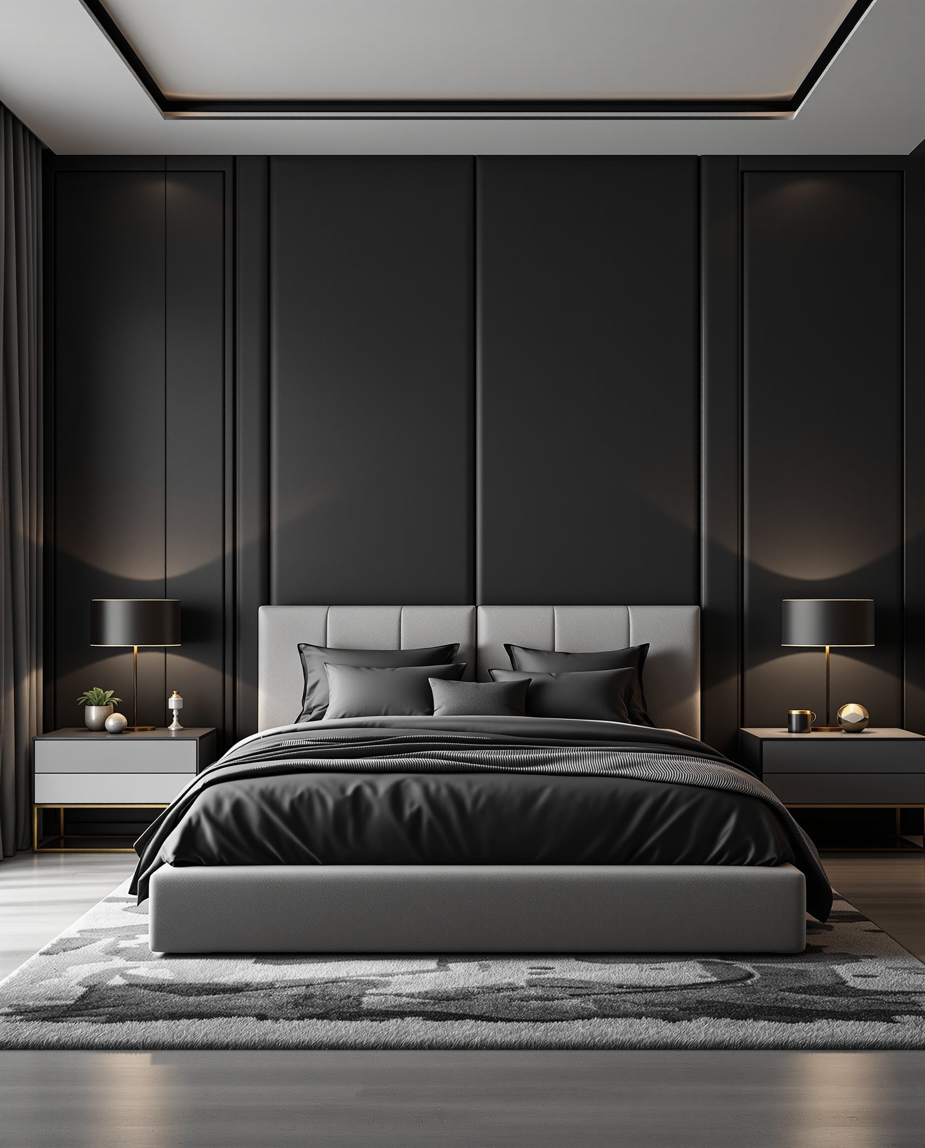 Elegant Couples Master Suite — Charcoal Minimal