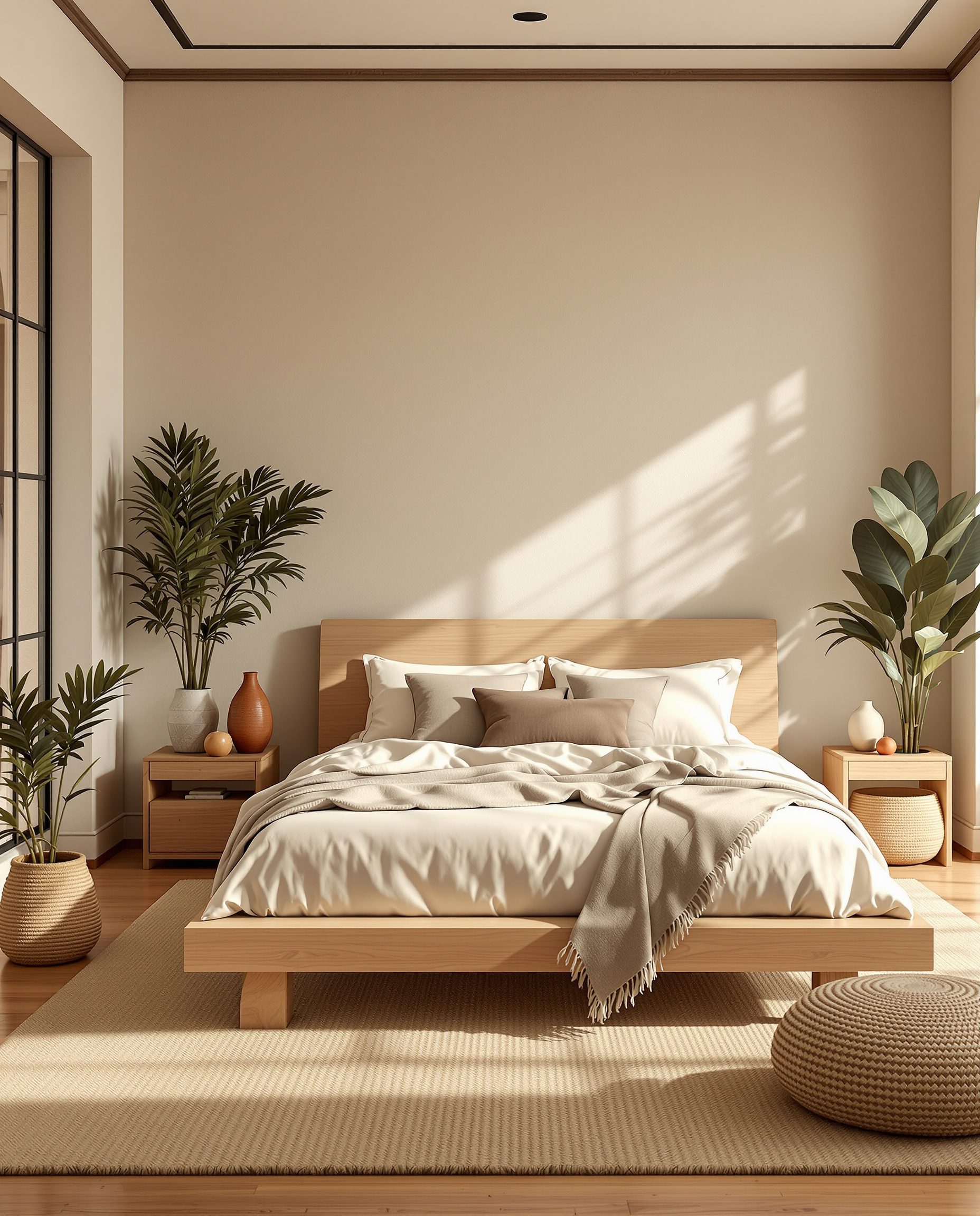 Earthy Natural-Materials Bedroom — Warm Oak