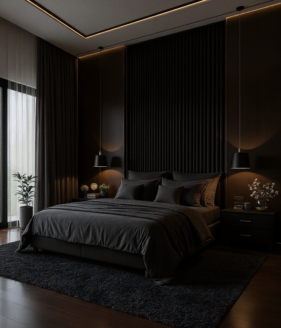 Luxury Master Bedroom — Charcoal Minimal